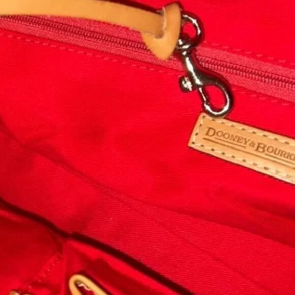 Dooney & Bourke Light baby Blue Canvas Bag with Leather Handles and Red Interior - Picture 8 of 9